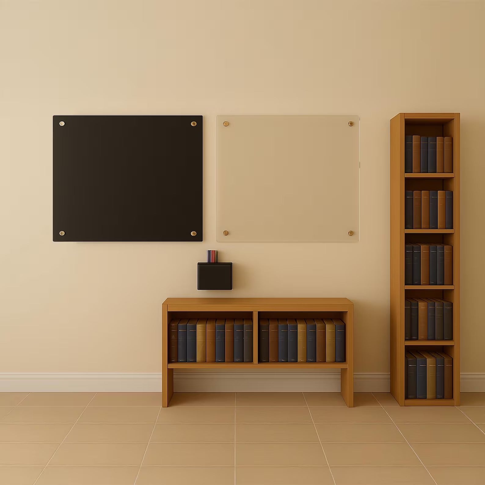 Set of 2 Acrylic Dry Erase Boards – Clear and Smoke | Wall Mounted Message Boards | Modern Office & Home Decor